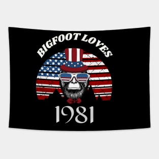 Bigfoot loves America and People born in 1981 Tapestry