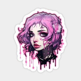 Pink Cyber Goth Girl Bubblegum Magnet