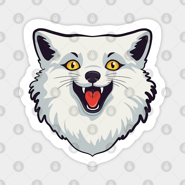 Crazy laughing arctic fox Magnet by AnnArtshock