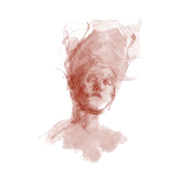 Some red sketch of a portrait by doteau