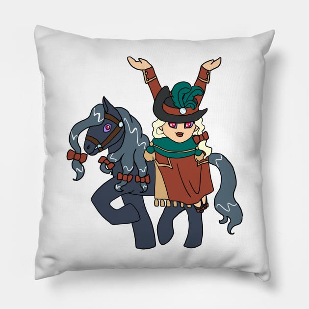 Dullahan Headless Horsewoman Rider CHIBI SD MONSTER GIRLS Series I Pillow by angelasasser