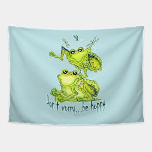 Don't Worry...Be Hoppy, Frog and Dragonfly Fun Tapestry