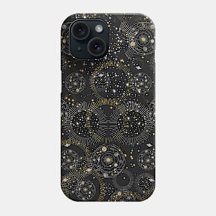 Celestial illustration of stars, moon and sun, space, galaxy Phone Case