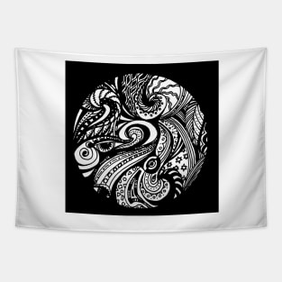 Circle 1 - Aussie Tangle Transparent with Black Background Tapestry