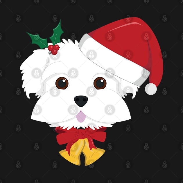 Maltese Dog With Red Santa's Hat Funny Xmas Gift by salemstore