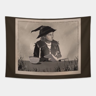 Witch Bookworm Old Photo Tapestry