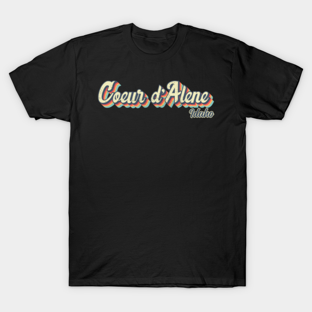 Discover Coeur d'Alene Idaho Retro vintage 70s Rainbow - Coeur Dalene Idaho - T-Shirt