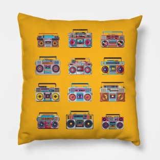 12 Colorful Boomboxes from the 1980s Pillow
