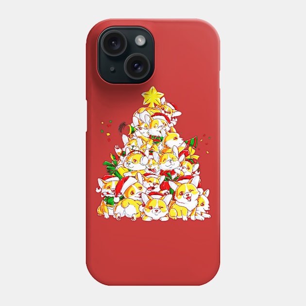 Corgi Christmas Tree Phone Case by VectorDiariesart
