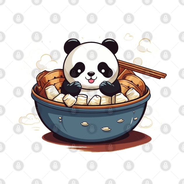 Panda Food Passion: Cuddly Charm Ramen Panda Feast Mode: Culinary Cuteness by Kibo2020