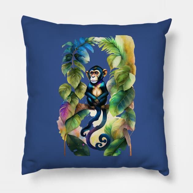 a lonely monkey in the green nature Pillow by omfardo