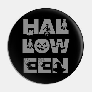 Halloween character text spooky design Pin