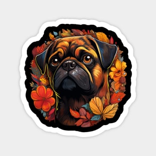 Pug  Dog Vintage Floral Magnet