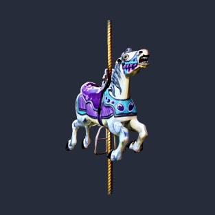 Carousel Horse Dressed in Lavender and Blue T-Shirt