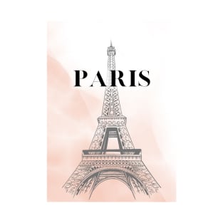 Pastel Colored Paris France Eiffel Tower Cityscape Art Print - Travel Decor T-Shirt