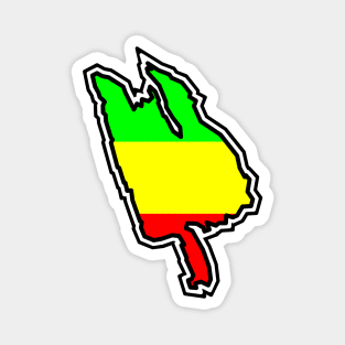 Thetis Island Silhouette in Rastafarian Flag Colours - Rasta - Thetis Island Magnet