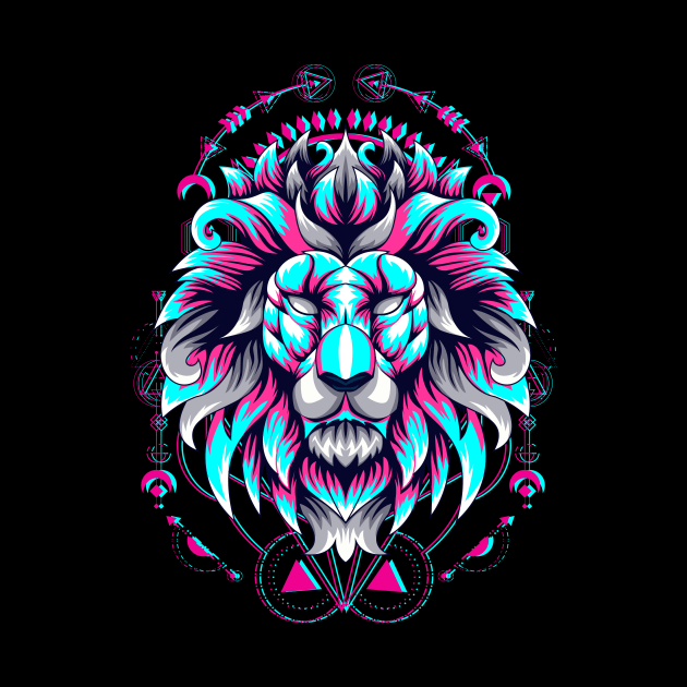 lion head artwork by SHINIGAMII