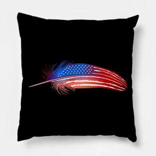 Native American Veteran Flag Day Feather for July 4th Pillow