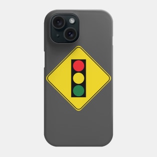 Caution Road Sign Traffic Light Phone Case