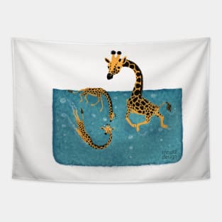 Deep Sea Giraffes orange Tapestry