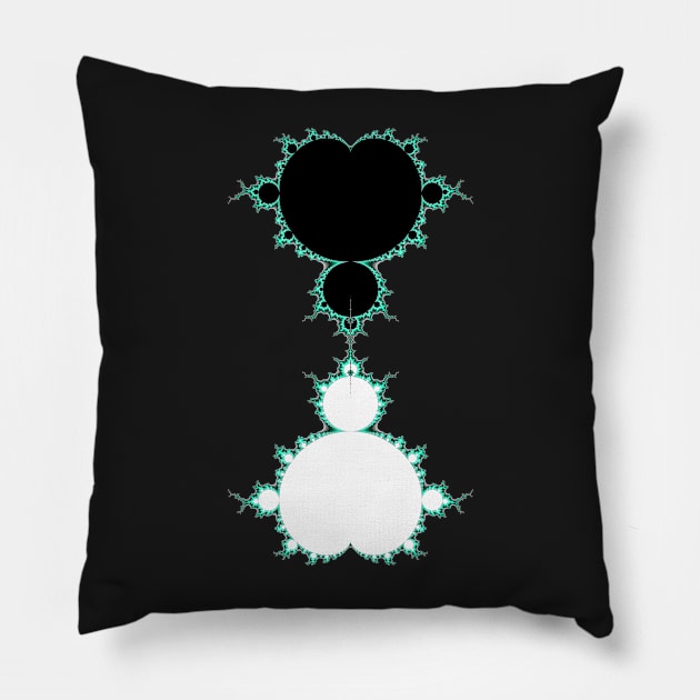 Exquisite Blue Green Mandelbrot - Black Pillow by rupertrussell