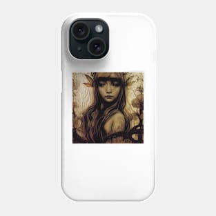 Wood Faerie in sepia with wings in her hair Phone Case