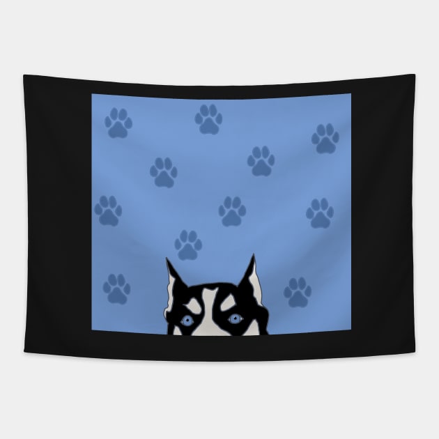 My Funny Siberian Husky- Ol' Blue Eyes Tapestry by tandre