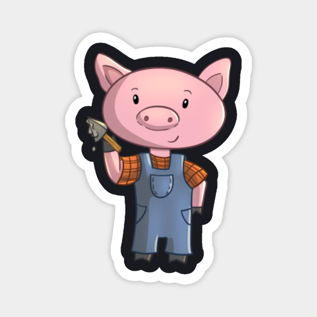 Pig on Bricks Magnet