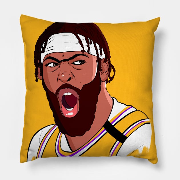 Anthony Davis Los Angeles Lakers Pillow by portraiteam