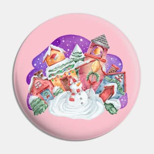 Watercolor Christmas Hand Drawn Pin