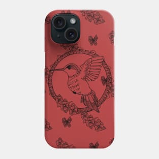 Hummingbird anti-stress&black_red Phone Case