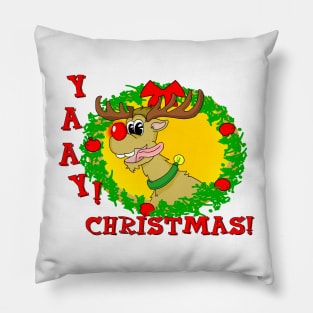 Rudolph The Reindeer Funny Christmas Retro Cartoon Pillow