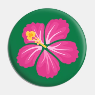 Pink Hand Drawn Hibiscus Flower Pin