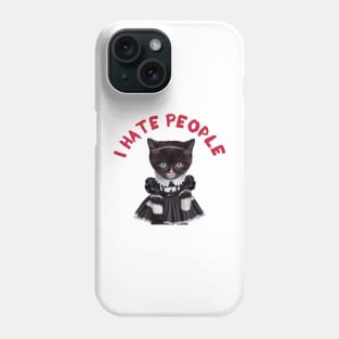 I Hate people cat dressed as Wednesday Addams Phone Case