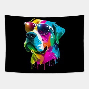 Colourful Cool American Bulldog Dog with Sunglasses One Tapestry