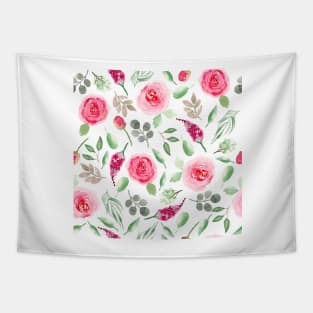 Red Roses  | Watercolor | Pattern | White Tapestry