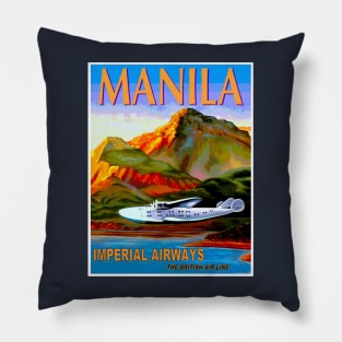 Imperial Airways Fly to Manila Advertising Print Pillow