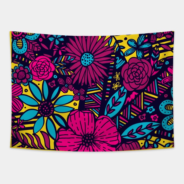 Floral Frenzy Tapestry by robyriker