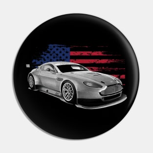 Aston Martin Vantage GT8 (Mk I) Cars Form American Flag Pin