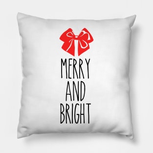 Merry and Bright Bow Dark Font Pillow