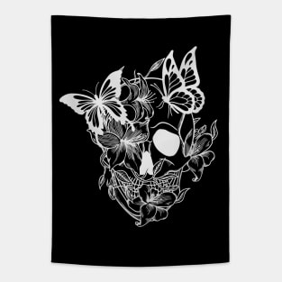 Skull with butterflies and lilies. Cool Hippie Skulls Tapestry