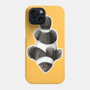 Black Clown Fish in Watercolor Phone Case