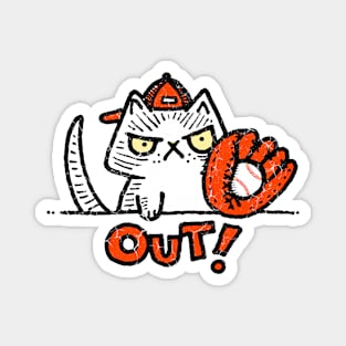 Out Baseball Cat Magnet