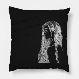 oh darling quote with pencil sketch Pillow