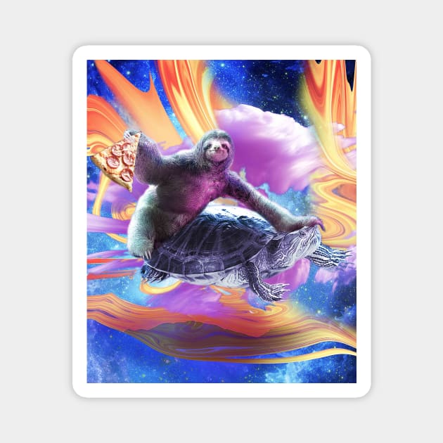 Trippy Space Sloth Turtle - Sloth Pizza Magnet by Random Galaxy