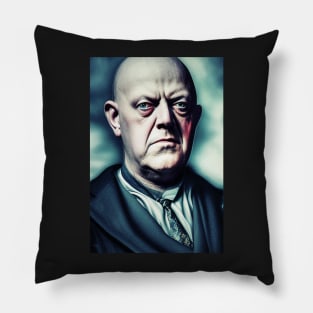 Digital Art Portrait of Aleister Crowley The Great Beast of Thelema Pillow