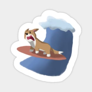 corgi dog on a surfboard Magnet