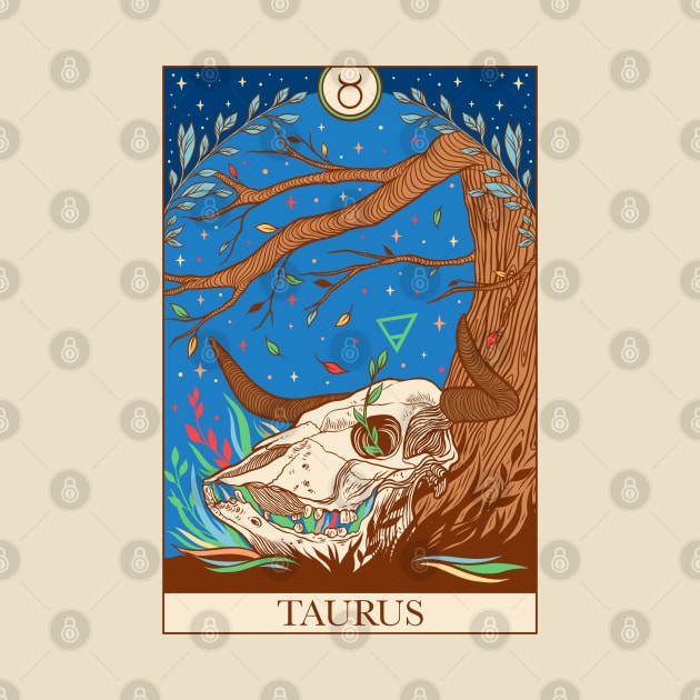 Zodiac sign tarot card Taurus by OccultOmaStore