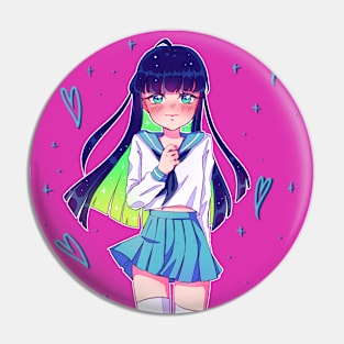 Bashful Anime Girl Pin