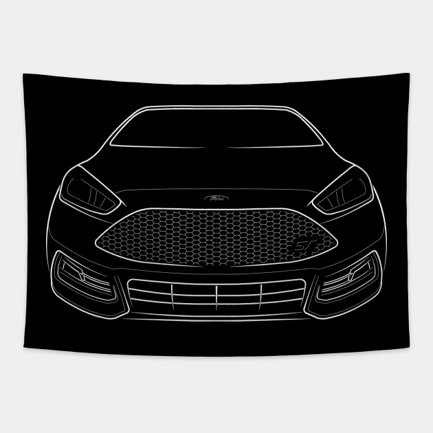 front/profile - Ford Focus ST - stencil, white Tapestry by mal_photography